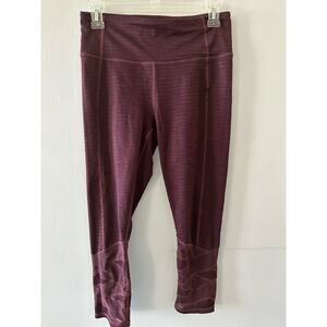 Athleta Leggings Women's Small Burgundy Jacquard Mantra Capri Crisscross Mesh